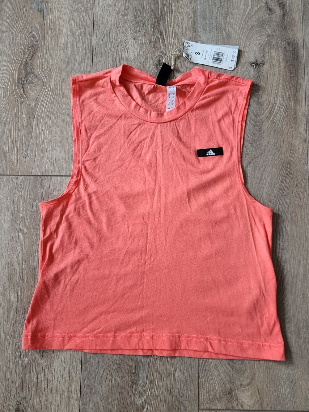 Adidas Coral Orange Boyfriend Cropped Muscle Athletic Tank Top Size S